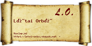 Létai Orbó névjegykártya