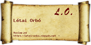 Létai Orbó névjegykártya